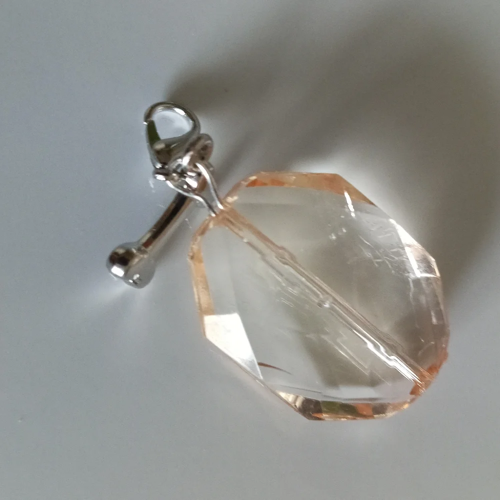 New Silver plated Crystal Dog Collar Charm dog bone hand crafted peach